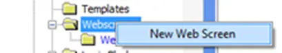 New Web Screen MAPware-7000 new web screen option in Webscreens folder of project information window