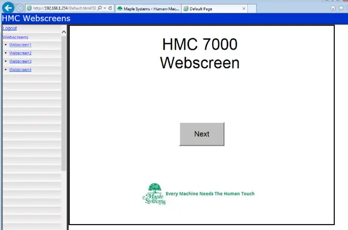 Web Screens Web Screen step 3: default web screen