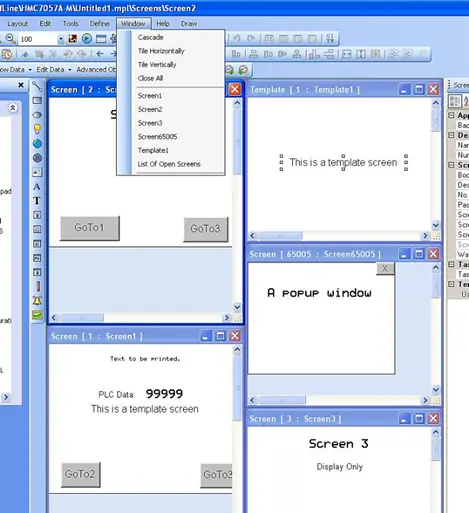 Multiple Screen view MAPware-7000 Multiple Screens viewable by "Tile" options in Window menu