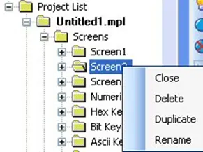 Delete Screens MAPware-7000 Delete Screen option through Project information window