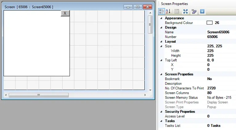 Pop up screen properties MAPware-7000 Popup screen properties
