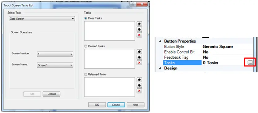 Touch Screen Task List MAPware-7000 Touch Screen Task List window