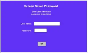 Screen Saver Password MApware-7000 Screen Saver Mode window (when reactivated, username and password are required)