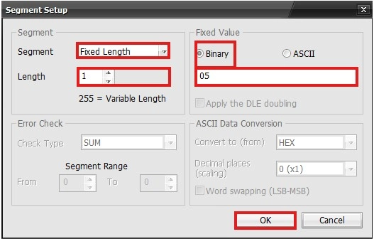 Serial Protocol Header Segment Setup in MapleLogic