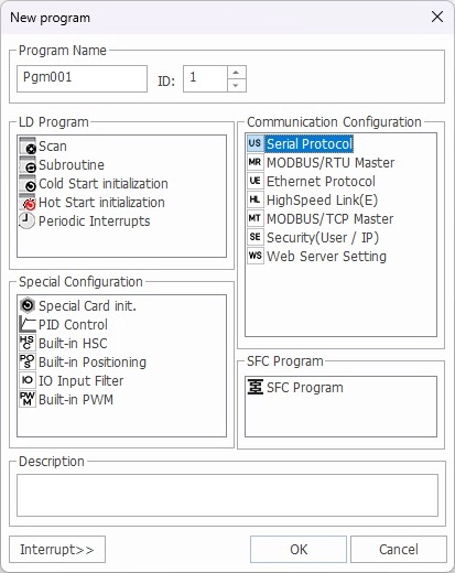 Serial Protocol New Program Selection in MapleLogic