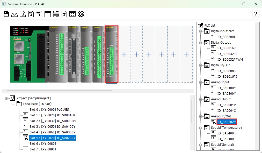 Alternatively, to add io modules in MapleLogic, drag-and-drop the io module from the right panel named "PLC List" or simply double click the io module