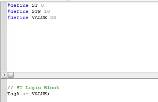 View>Local Define shows the "define area" above the ST editor window