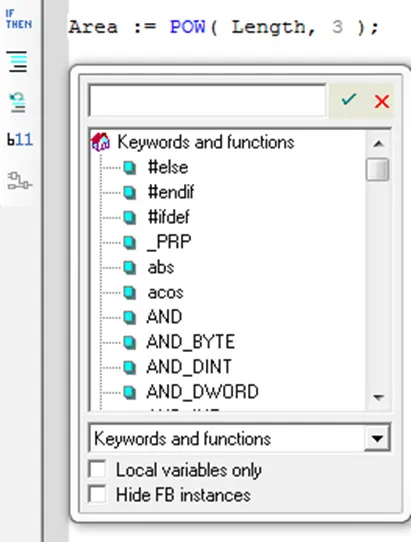 Keyword Selection window