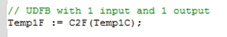 User Defined Function Block with 1 input and 1 output
