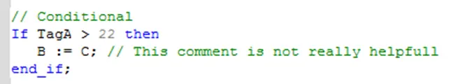 Inline comment to the right (after) a line of code