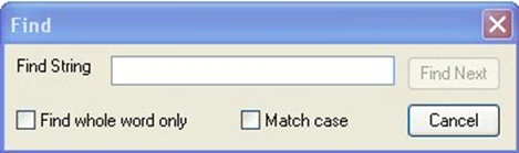Find dialog box allows you to search a tag by name or address