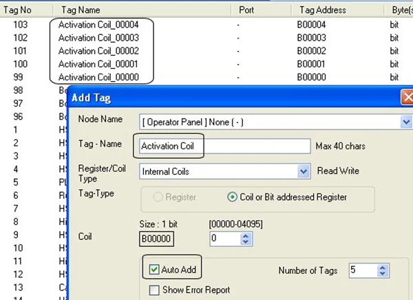 When using Auto-Add the tag name will have 5 digits appended to the end.