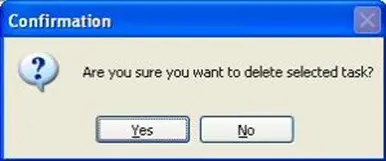 Confirmation Screen MAPware-7000 confirmation screen for deleting a task