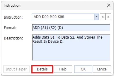 Basic selected in the application instruction window in MapleLogic
