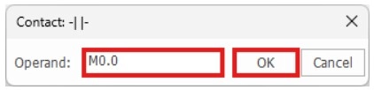 Normally open contact tool window in MapleLogic