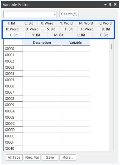 BIT and WORD selection of registers to view in MapleLogic