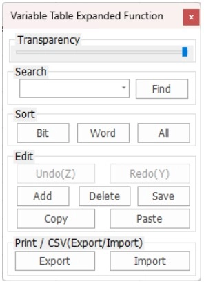 Variable Table Expanded Function search, sort, edit, print, export, and import tools in MapleLogic