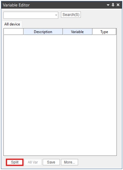 Split the variable editor to see all registers in MapleLogic
