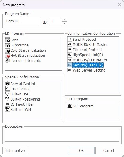 MapleLogic Web Server & Security New Program Selection Web Server & Security New Program Selection in MapleLogic