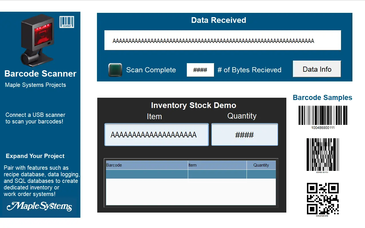 barcode scanner project screen EBPro barcode scanner project screen