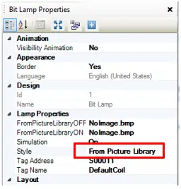 Change properties of bit lamp to show image