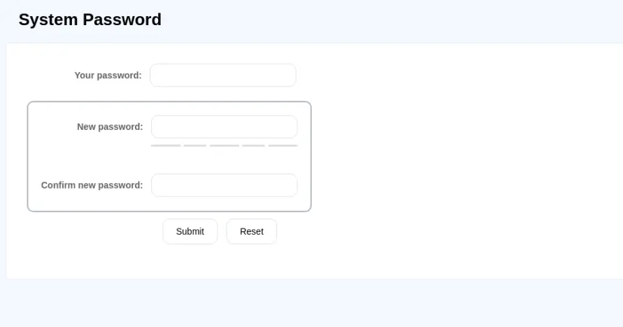 cMT Web HMI Administration settings system password cMT Web HMI Administration setting new system password
