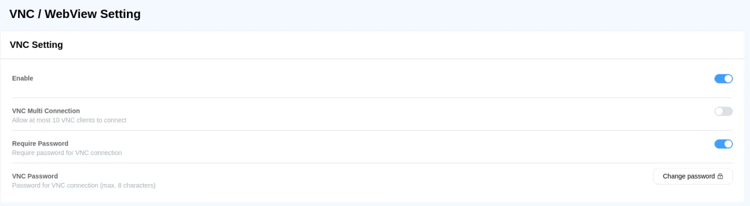 cMT Web HMI Enable VNC Settings for multi connection