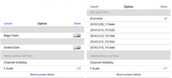 Dialog box of Trend Display Options in cMT Viewer