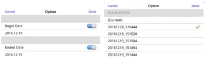 cMT Viewer lets you choose a specific file, or a date range to view trend displays on-screen.