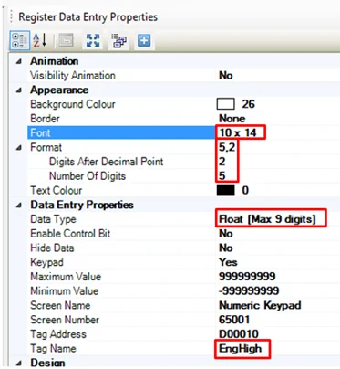 Adjustment of numeric entry properties