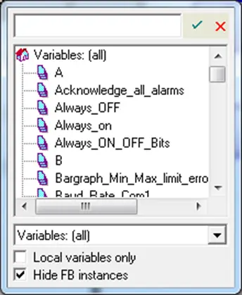 Tag Selection Assign a tag to the variable by double-clicking the object to bring the tag selection box