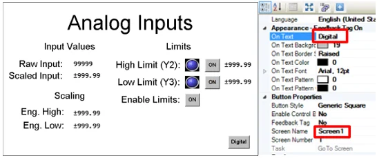 Adjust tag name and text for another GoToScreen button