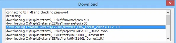 look for a file called “easy_access_client.e30” in the firmware folder. While the project is downloading you should see this file listed