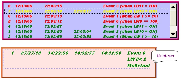 EBPro Event Display Object EBPro Event Display Object in both single and multi-line message mode