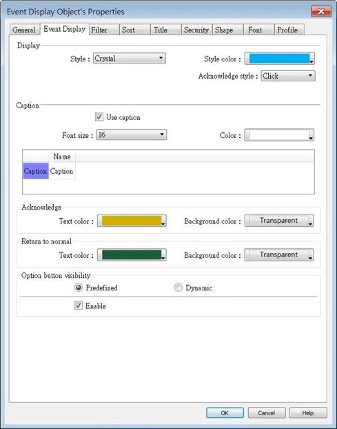 EBPro event display Object, event display tab EBPro Event Display Object, Event Display tab. This is where the particulars of the event display itself are configured.