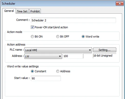 EBPro Scheduler Object, general tab EBPro Scheduler Object, General tab. This is where the action mode and address is configured.