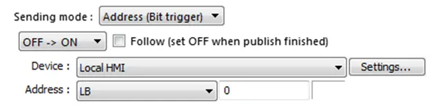 Bit Trigger of Address sending mode.  This option makes the HMI publish data when a defined control bit changes.