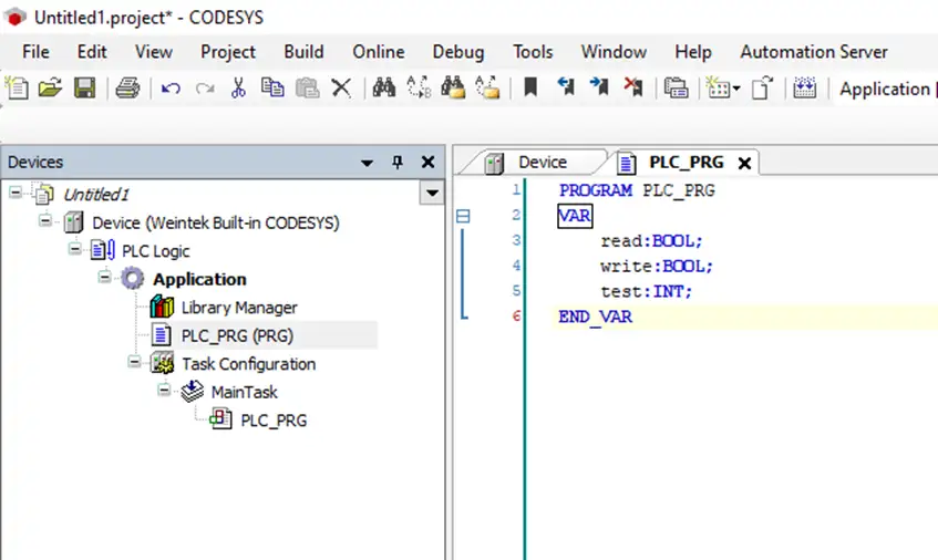 codesys tags 2 Adding Structured Text code to create three tags. In this example we are creating two boolean tags and one integer tag.