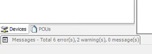 codesys tags 5 Messages display in the bottom left corner of the window. Build errors, warnings, and messages will show here.