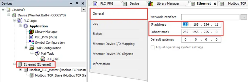iR-ETN 6 Defining the IP address of the iR-ETN (the base device in this nested tree we just created