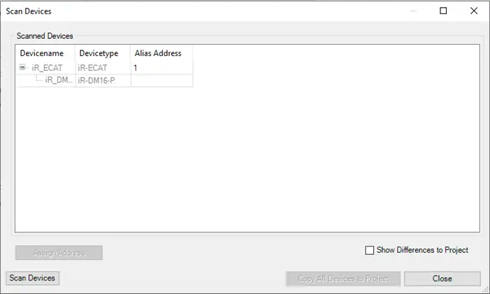 scan for devices - automatically add IOs Adding connected I/O modules automatically via the 'scan for devices' option