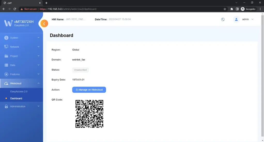In this page the current subscription status of Dashboard can be viewed.