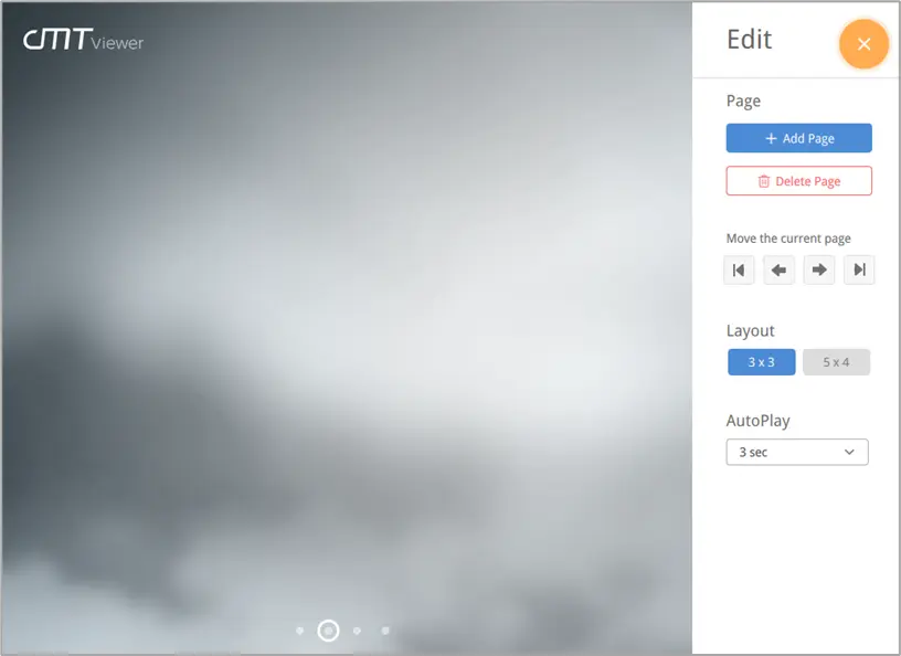 This is the Edit Menu in Monitor Mode.  This menu controls the pages, layout, and Auto Play configuration settings.