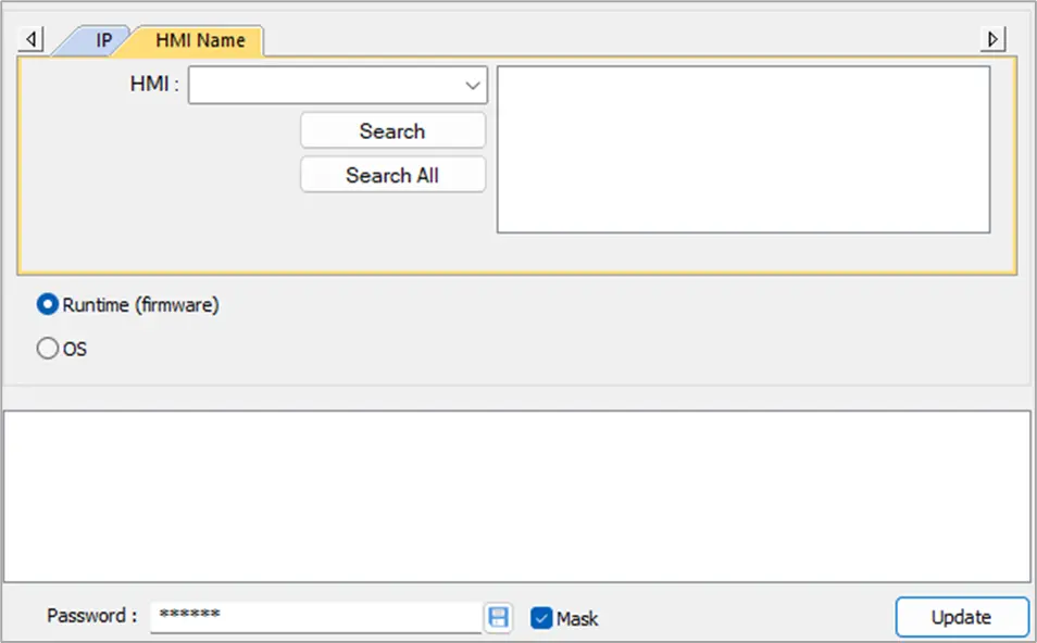 Download Window with the Runtime (Firmware) option selected.  This will allow us to update the firmware to our cMT iV Series.
