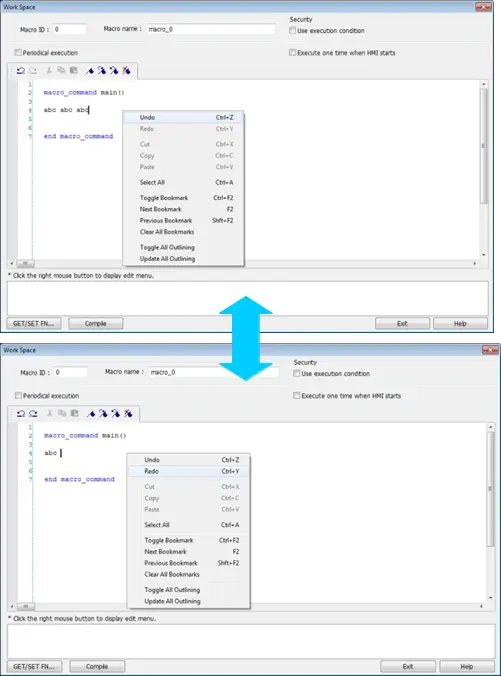 You can Undo and Redo operations by using standard keyboard shortcuts, or by right-clicking