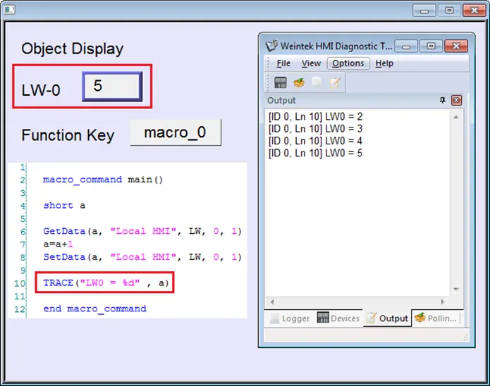 output Trace output