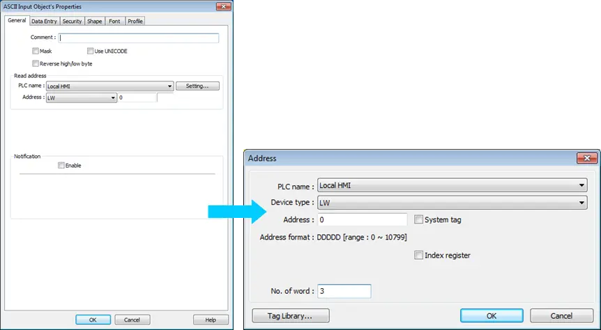 ascii settings ASCII Input settings