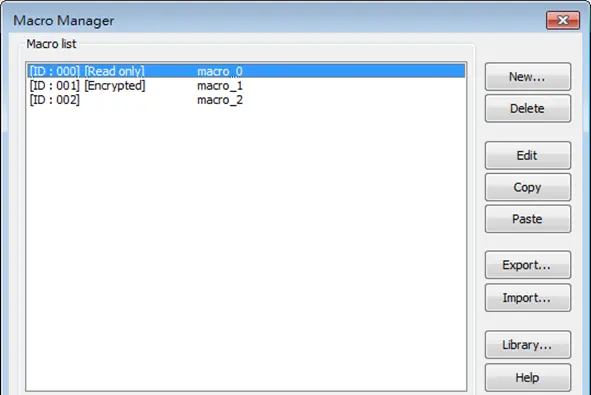 macro list security Macro List security mode