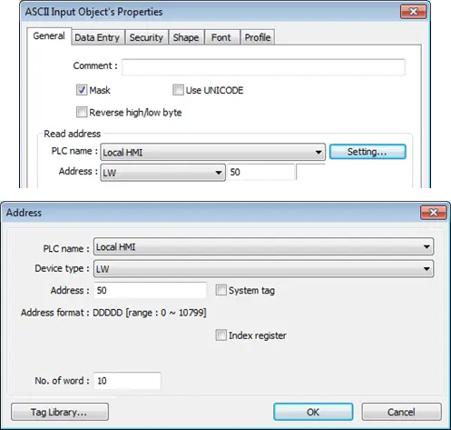 ascii properties ASCII input address