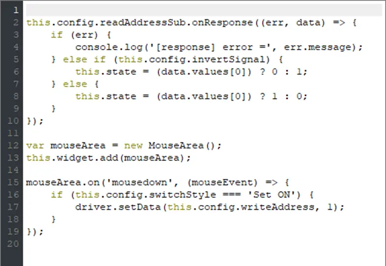 EBPro JS Object, source code tab (set toggle switch on operation)
